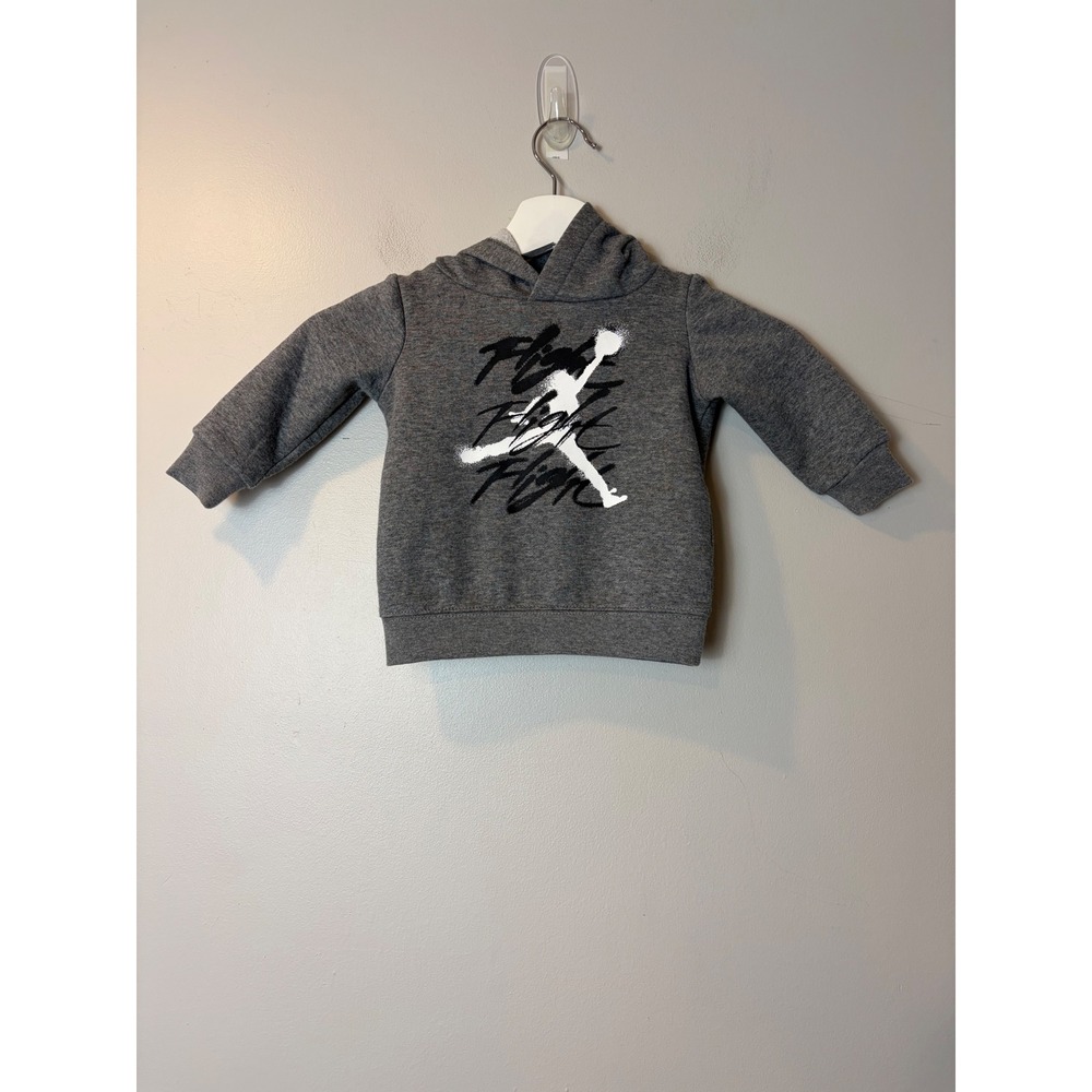 Jordan Flight Hoodie Grey Jumpman Graphic Fleece Sweatshirt Kids Size 12M